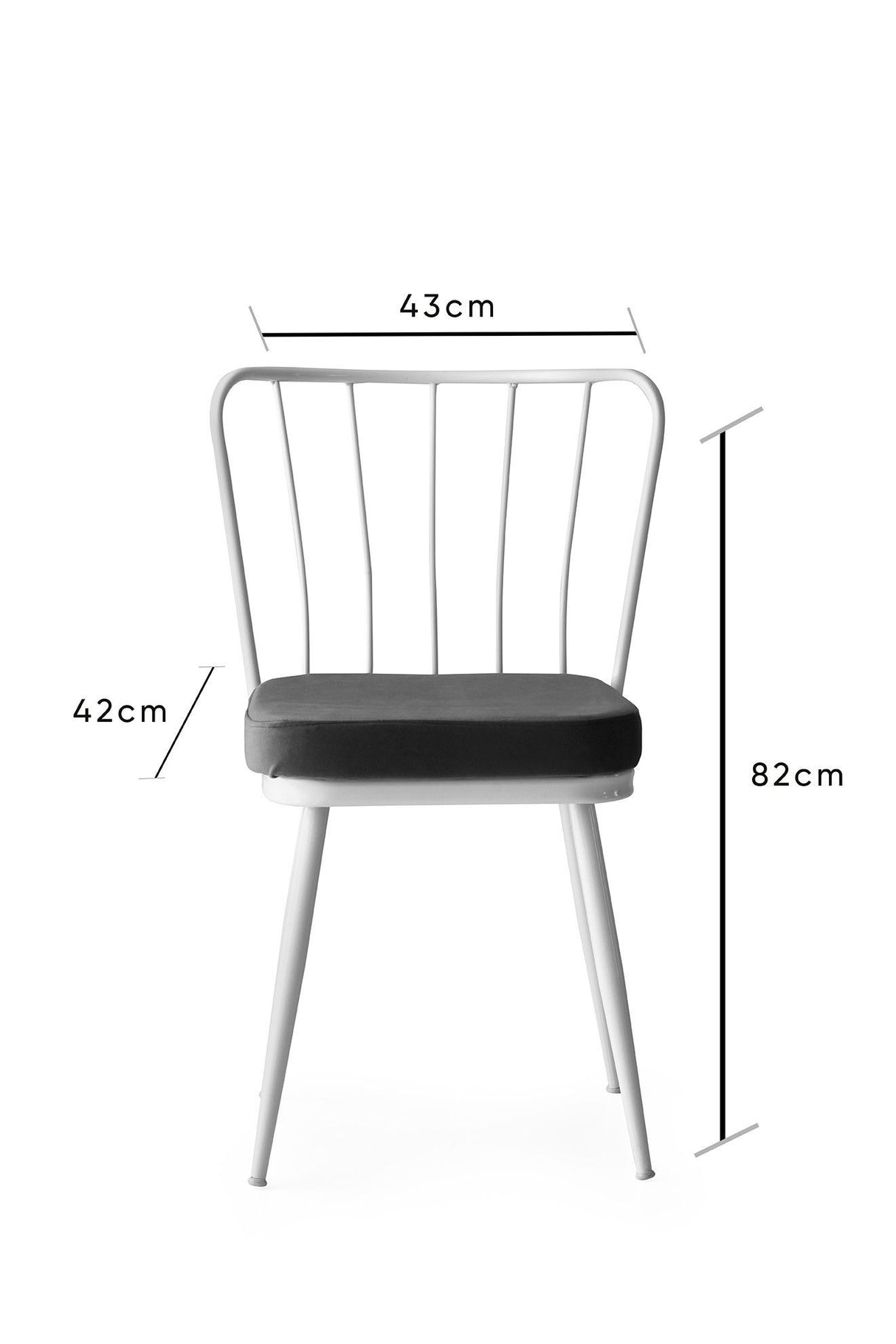 Set 2 scaune Yıldız - 962 V2, Alb, 43x42x82 cm