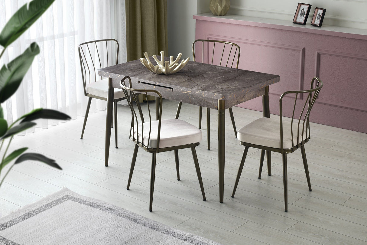 Set 2 scaune Yıldız - 985 V2, Mink, 43x42x82 cm
