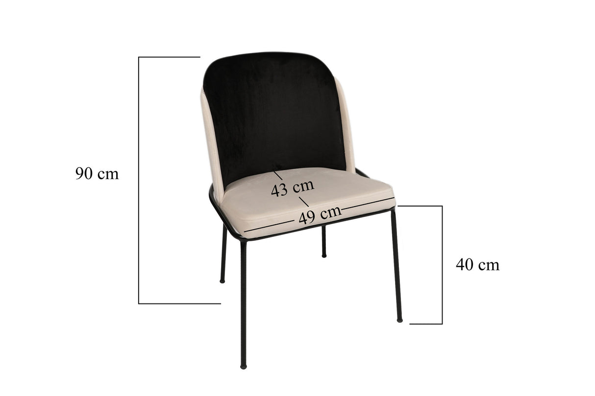 Set 2 scaune Dore 145 V2, Negru - Crem, 54x55x86 cm