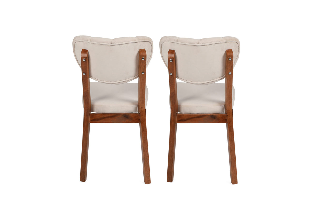 Set 2 scaune Elma 760 V2, Nuc - Bej, 42x44x86 cm