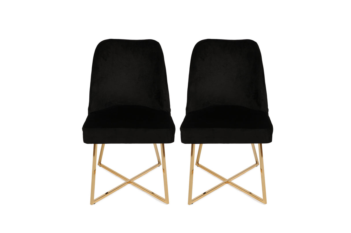 Set 2 scaune Madrid 911 V2, Auriu - Negru, 50x49x90 cm