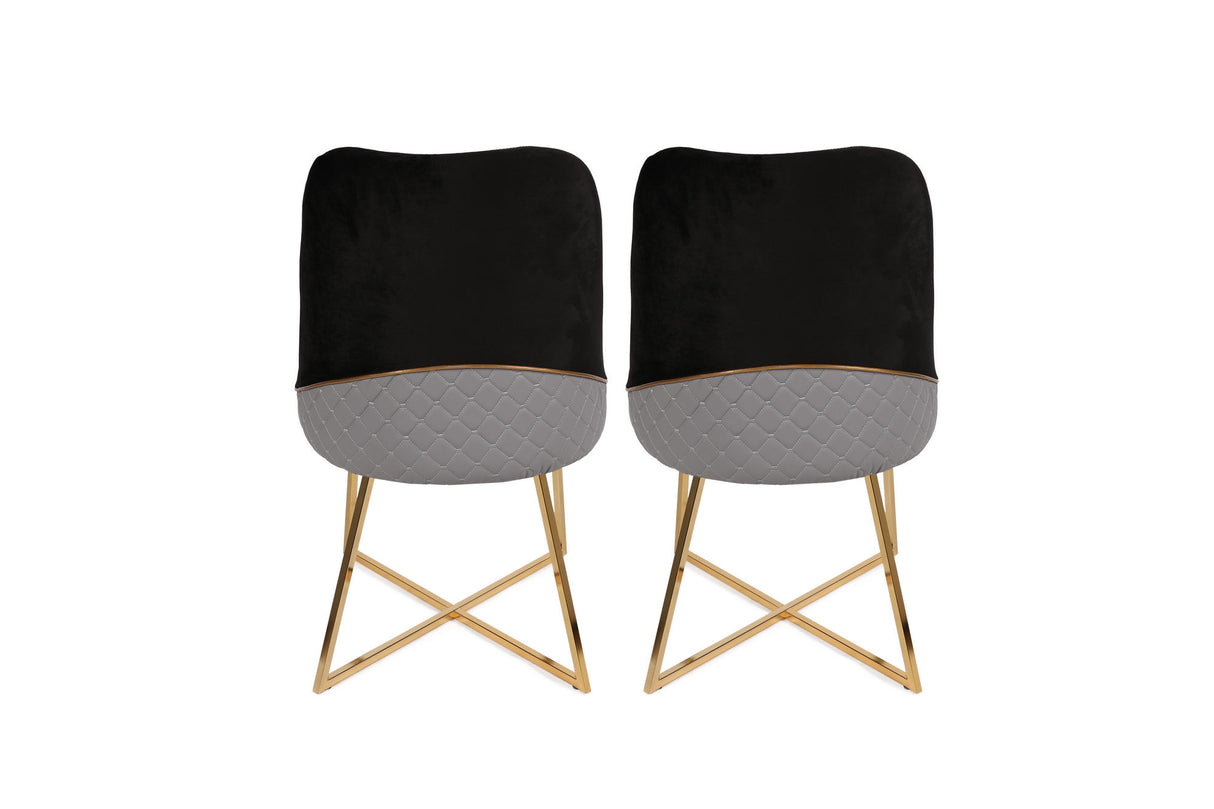 Set 2 scaune Madrid 911 V2, Auriu - Negru, 50x49x90 cm