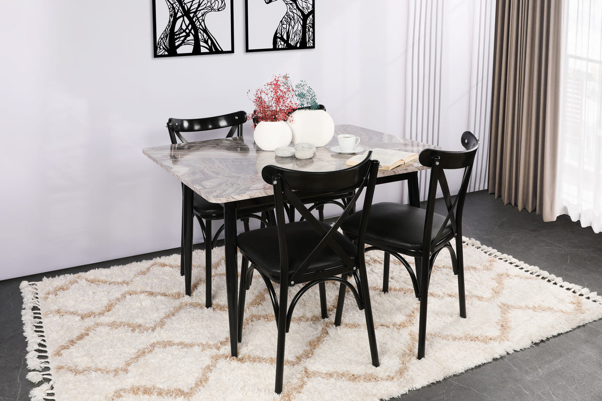 Set 4 scaune Ekol 1331 V4, Negru, 42x40x81 cm
