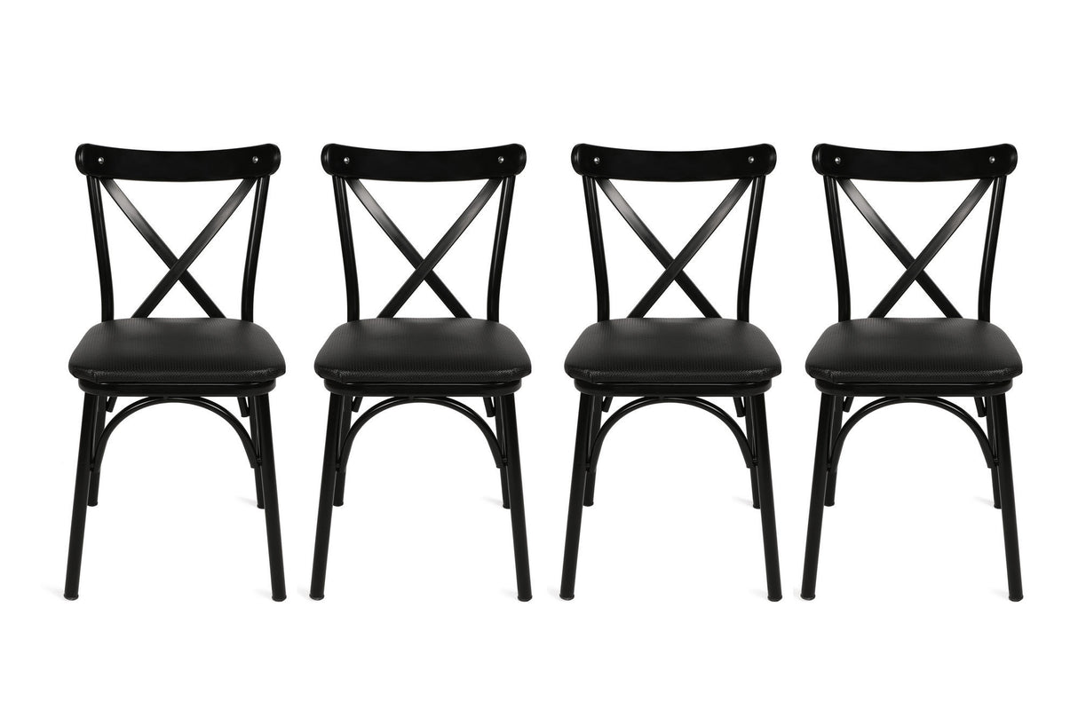 Set 4 scaune Ekol 1331 V4, Negru, 42x40x81 cm