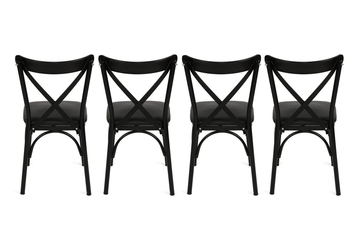 Set 4 scaune Ekol 1331 V4, Negru, 42x40x81 cm