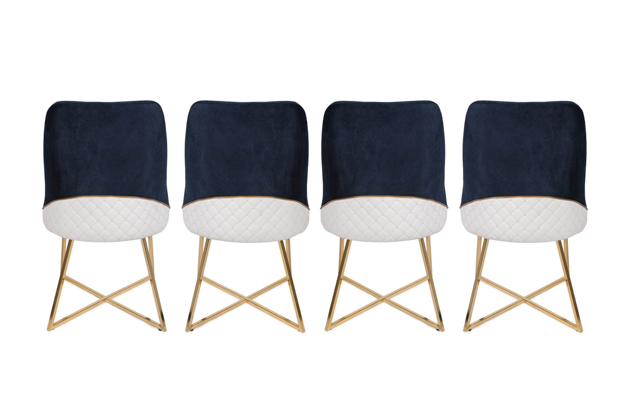 Set 4 scaune Madrid 908 V4, Auriu - Albastru închis, 50x49x90 cm
