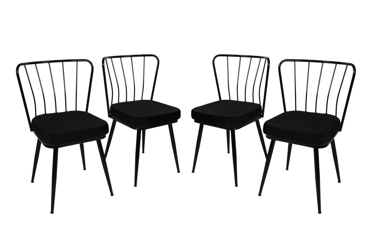 Set 4 scaune Yıldız 943 V4, Negru, 43x42x82 cm