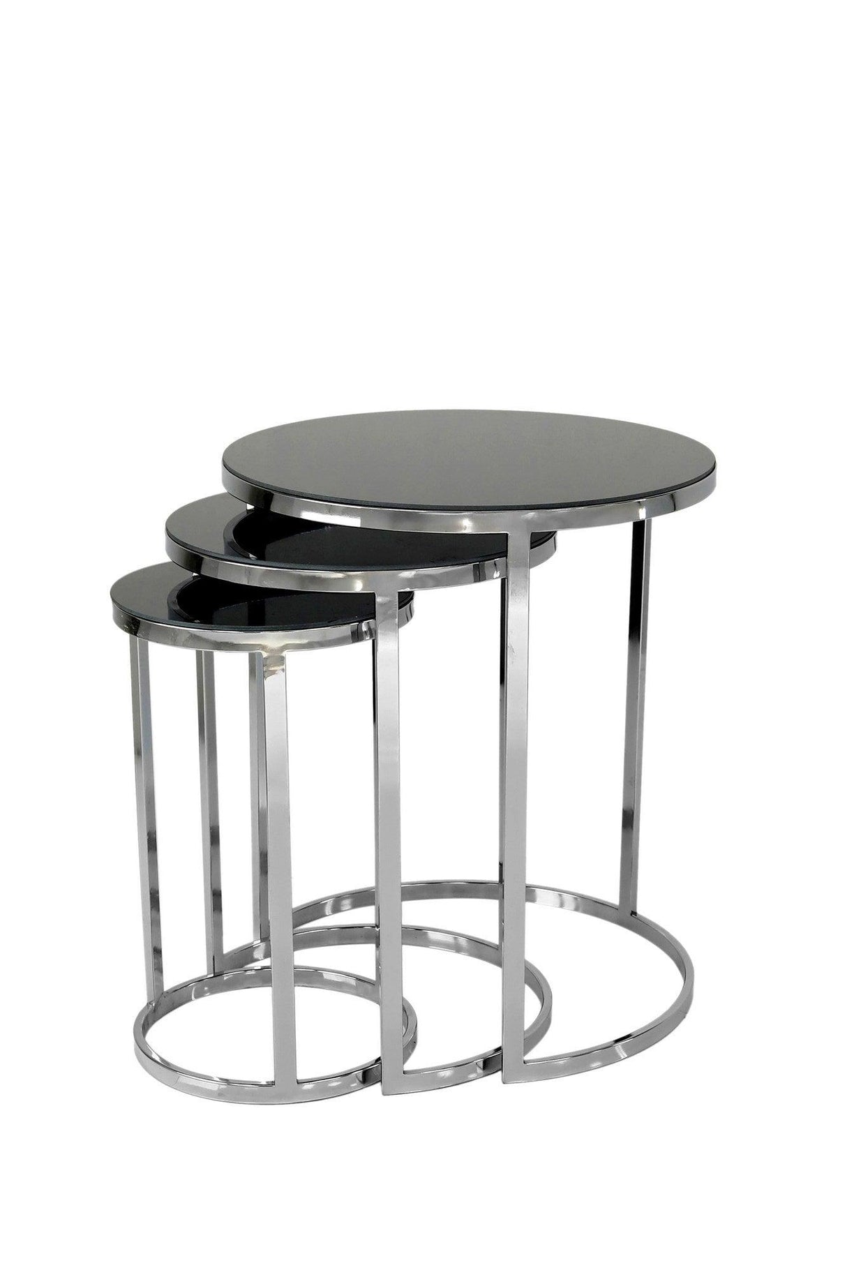 Set 3 măsuțe de cafea Dunya, Diverse culori, Ø28x46 cm - Argintiu - Negru | SKU: 974NMB1230 | Set 3 măsuțe de cafea Dunya, Ø28x46 cm, varianta Argintiu - Negru, produs pentru amenajarea locuinței, disponibil online în România la CasaMob