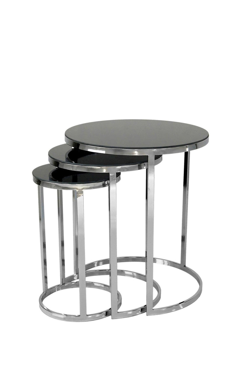 Argintiu - Negru | SKU: 974NMB1230 | Set 3 măsuțe de cafea Dunya, Ø28x46 cm, varianta Argintiu - Negru, produs pentru amenajarea locuinței, disponibil online în România la CasaMob