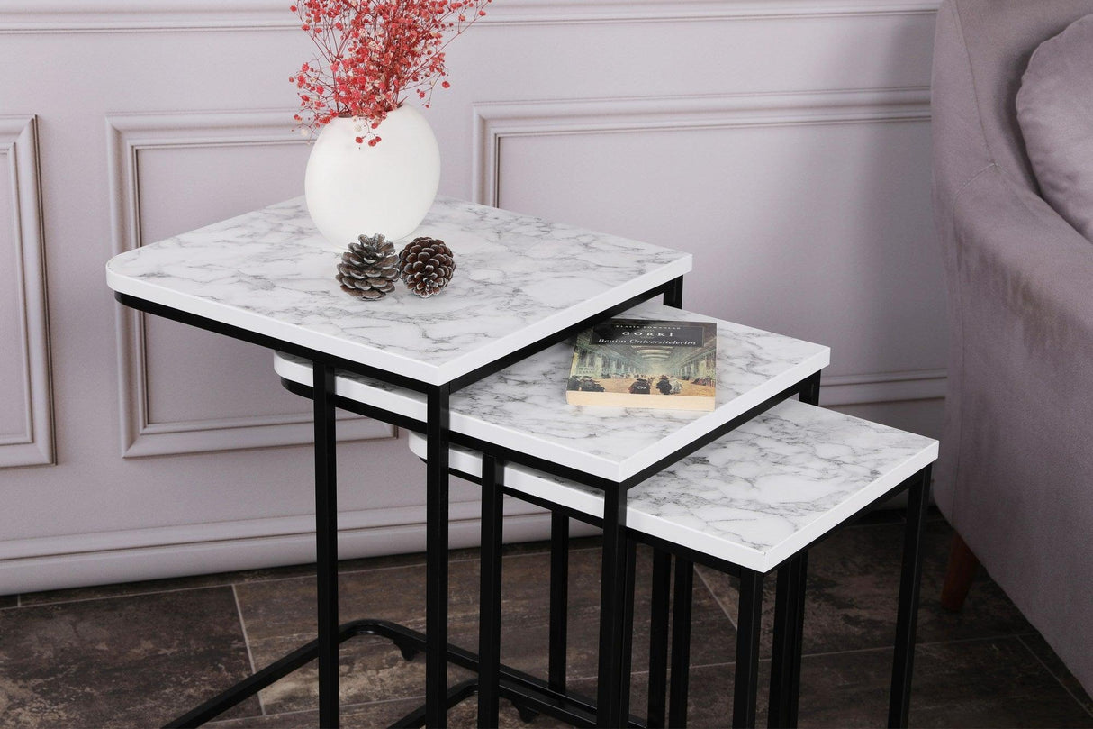 MASUTA DE CAFEA Ce Metal Zigo Table, Nuc, 46x49x41 cm - Alb negru, SKU 974NMB1234
