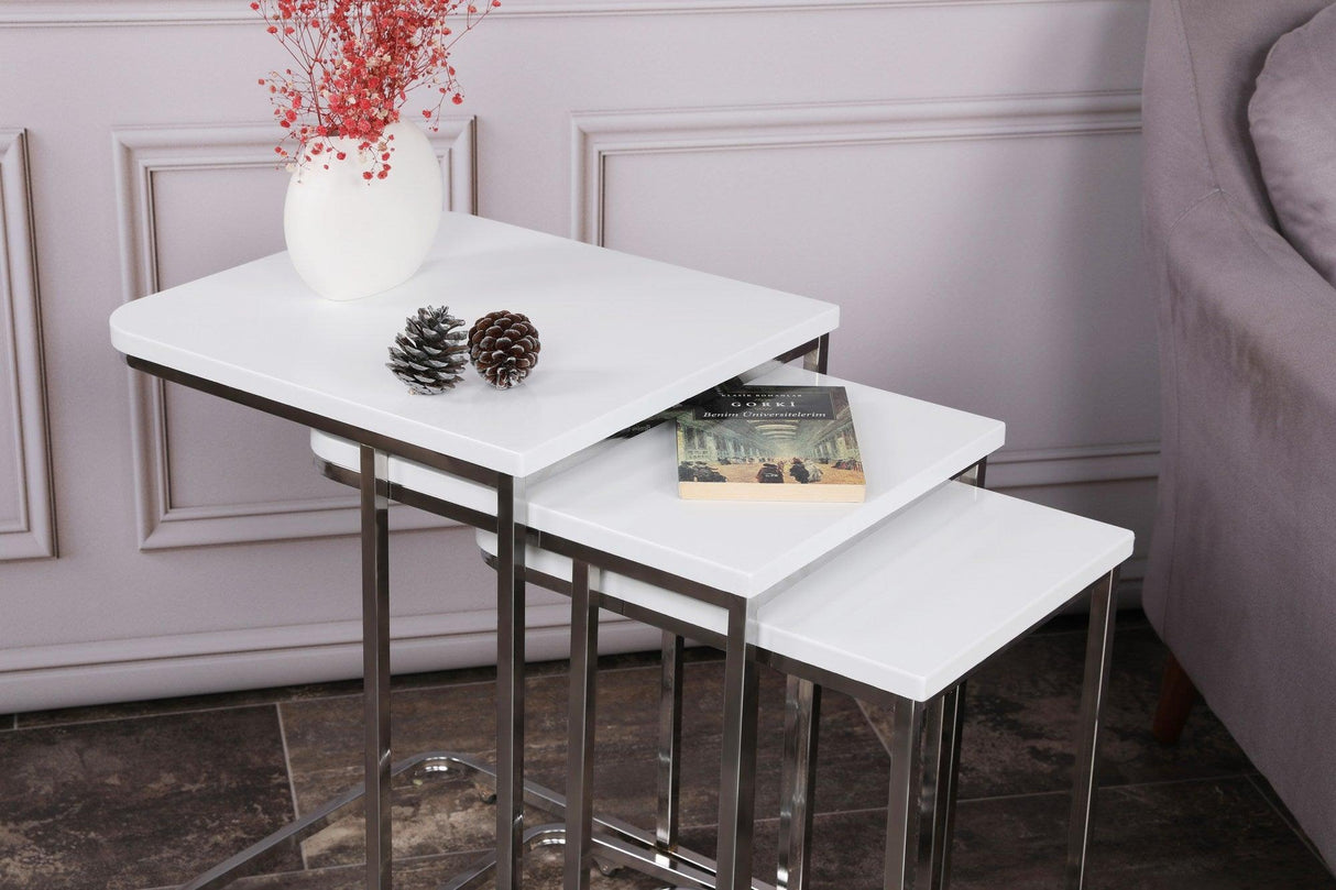 MASUTA DE CAFEA Ce Metal Zigo Table, Nuc, 46x49x41 cm - Alb, SKU 974NMB1234