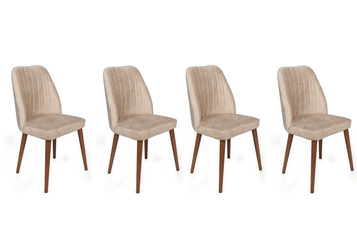 Set scaune (4 bucăți) Alfa V4 Chair Set (4 Pieces), Kaki, 50x90x49 cm - Cremă de nucă, SKU 974NMB1554