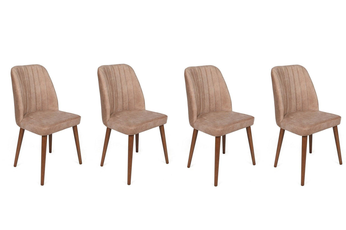 Set scaune (4 bucăți) Alfa V4 Chair Set (4 Pieces), Kaki, 50x90x49 cm - Nuc Bej, SKU 974NMB1554