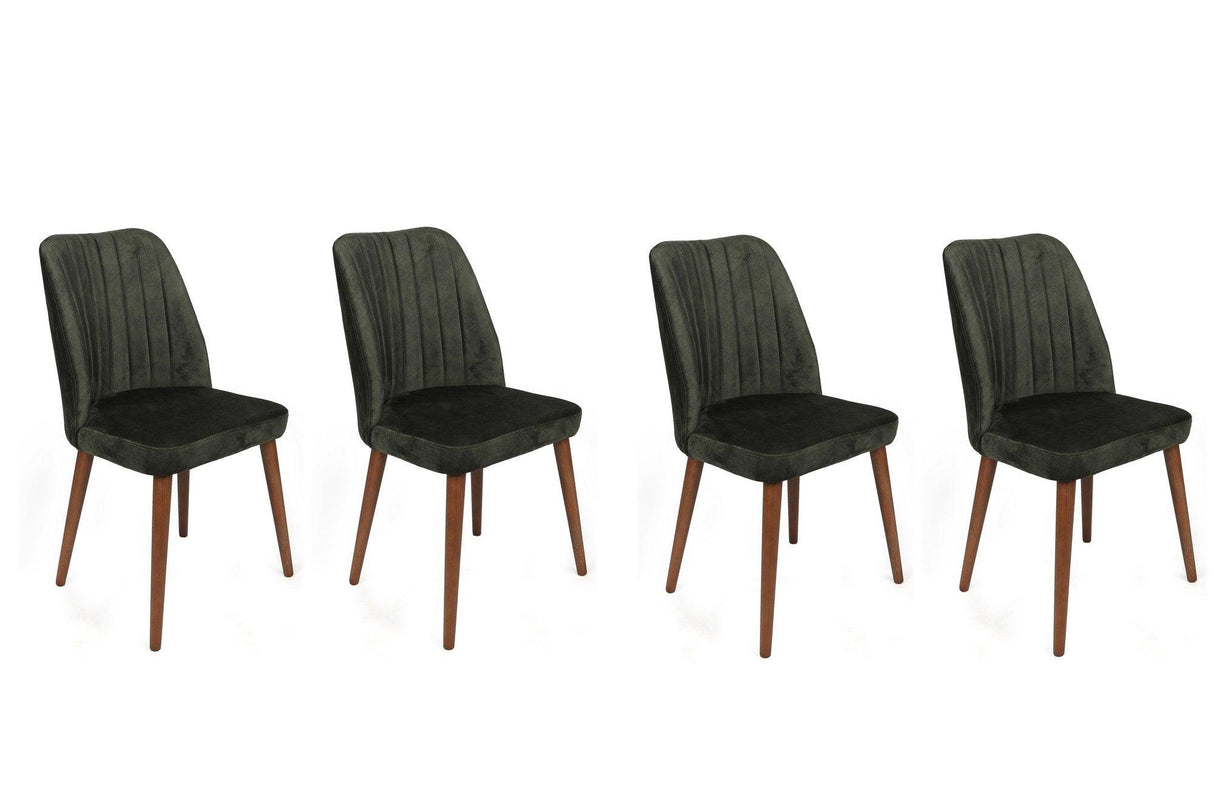 Set scaune (4 bucăți) Alfa V4 Chair Set (4 Pieces), Kaki, 50x90x49 cm - Nuc kaki, SKU 974NMB1554
