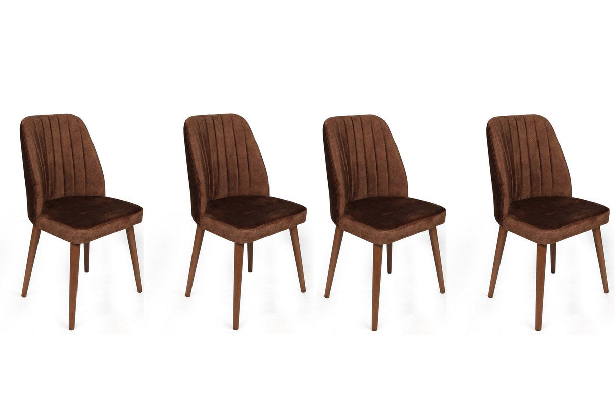 Set scaune (4 bucăți) Alfa V4 Chair Set (4 Pieces), Kaki, 50x90x49 cm - Nuc brun, SKU 974NMB1554