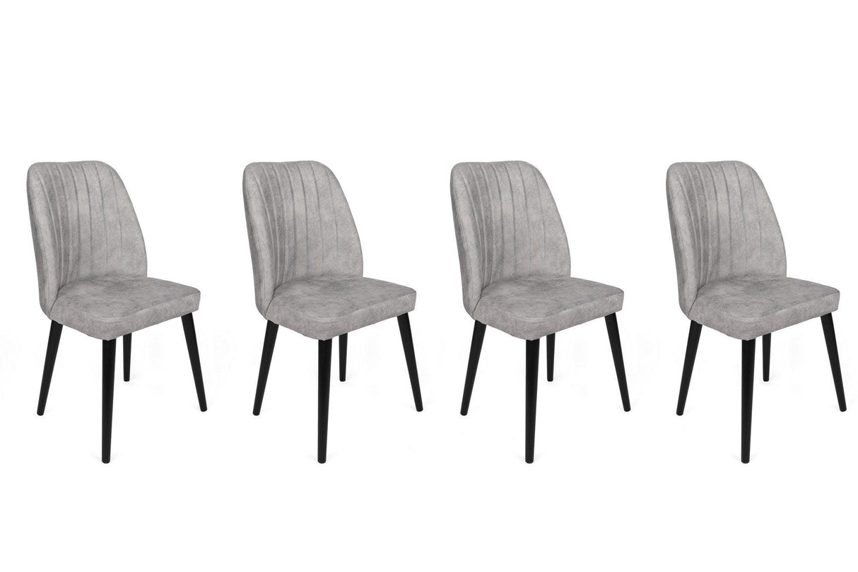 Set scaune (4 bucăți) Alfa V4 Chair Set (4 Pieces), Kaki, 50x90x49 cm - Gri Negru, SKU 974NMB1554