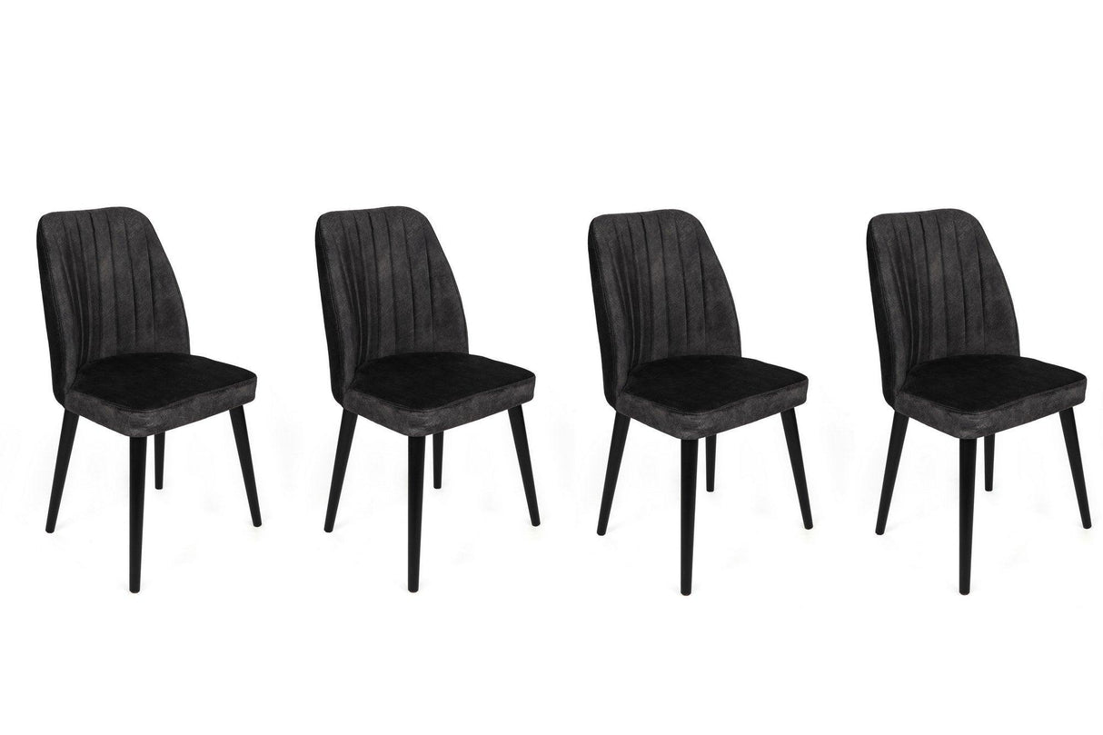 Set scaune (4 bucăți) Alfa V4 Chair Set (4 Pieces), Kaki, 50x90x49 cm - Negru Antracit, SKU 974NMB1554