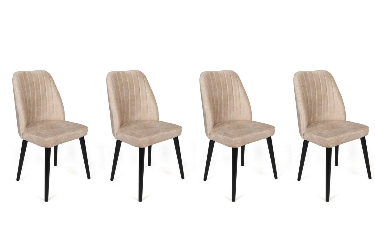 Set scaune (4 bucăți) Alfa V4 Chair Set (4 Pieces), Kaki, 50x90x49 cm - Crem Negru, SKU 974NMB1554