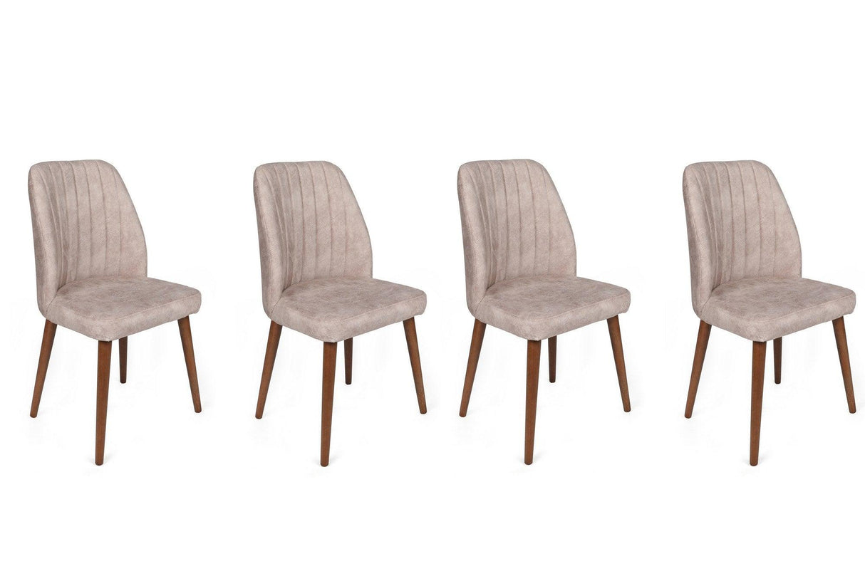 Set scaune (4 bucăți) Alfa V4 Chair Set (4 Pieces), Kaki, 50x90x49 cm - nurcă de nuc, SKU 974NMB1554