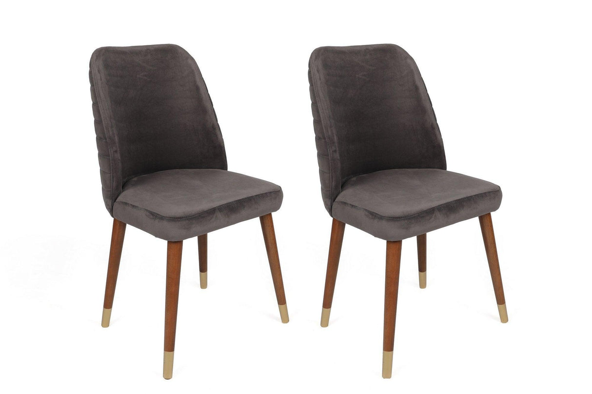 Set scaune (4 bucăți) Hugo V4 Chair Set (4 Pieces), Gri, 50x90x49 cm - Antracit Nuc Auriu, SKU 974NMB1591