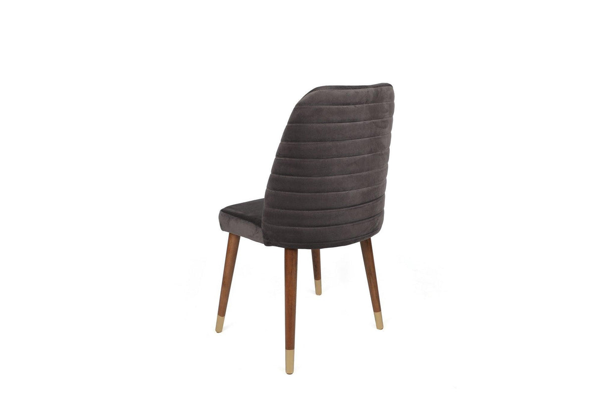 Set scaune (4 bucăți) Hugo V4 Chair Set (4 Pieces), Gri, 50x90x49 cm - Antracit Nuc Auriu, SKU 974NMB1591