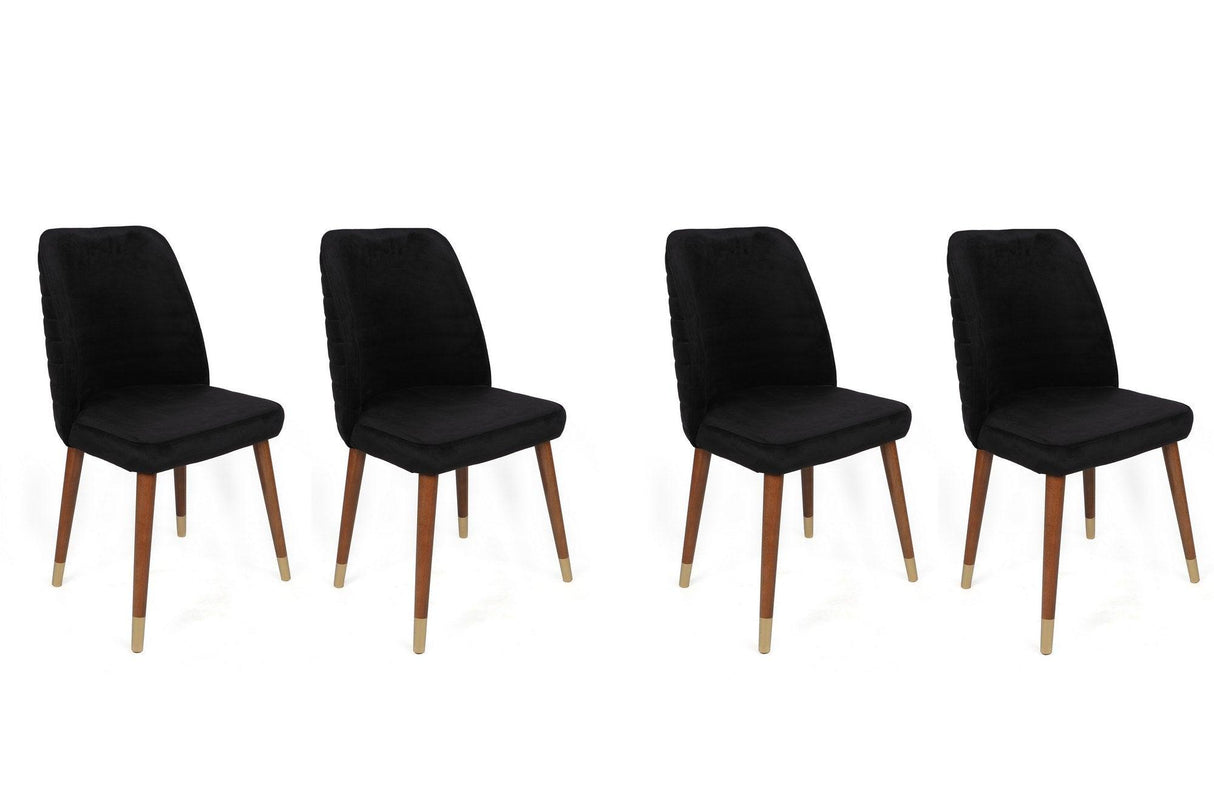 Set scaune (4 bucăți) Hugo V4 Chair Set (4 Pieces), Gri, 50x90x49 cm - Nuc Negru Auriu, SKU 974NMB1591