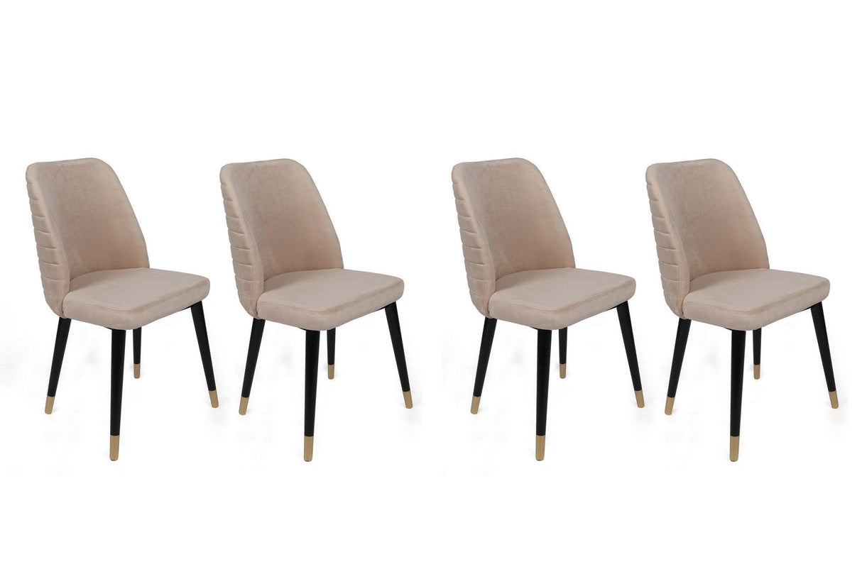 Set scaune (4 bucăți) Hugo V4 Chair Set (4 Pieces), Gri, 50x90x49 cm - Crem Negru Auriu, SKU 974NMB1591