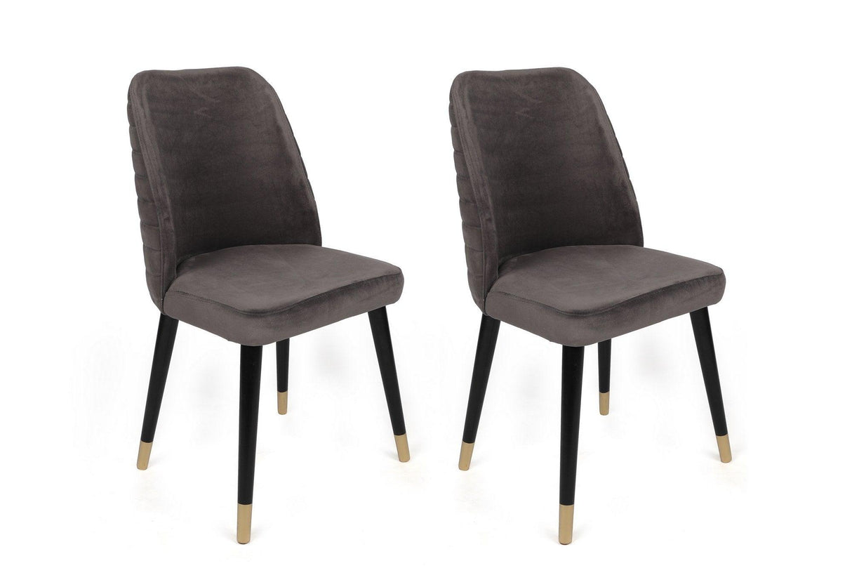 Set scaune (4 bucăți) Hugo V4 Chair Set (4 Pieces), Gri, 50x90x49 cm - Auriu Negru Antracit, SKU 974NMB1591