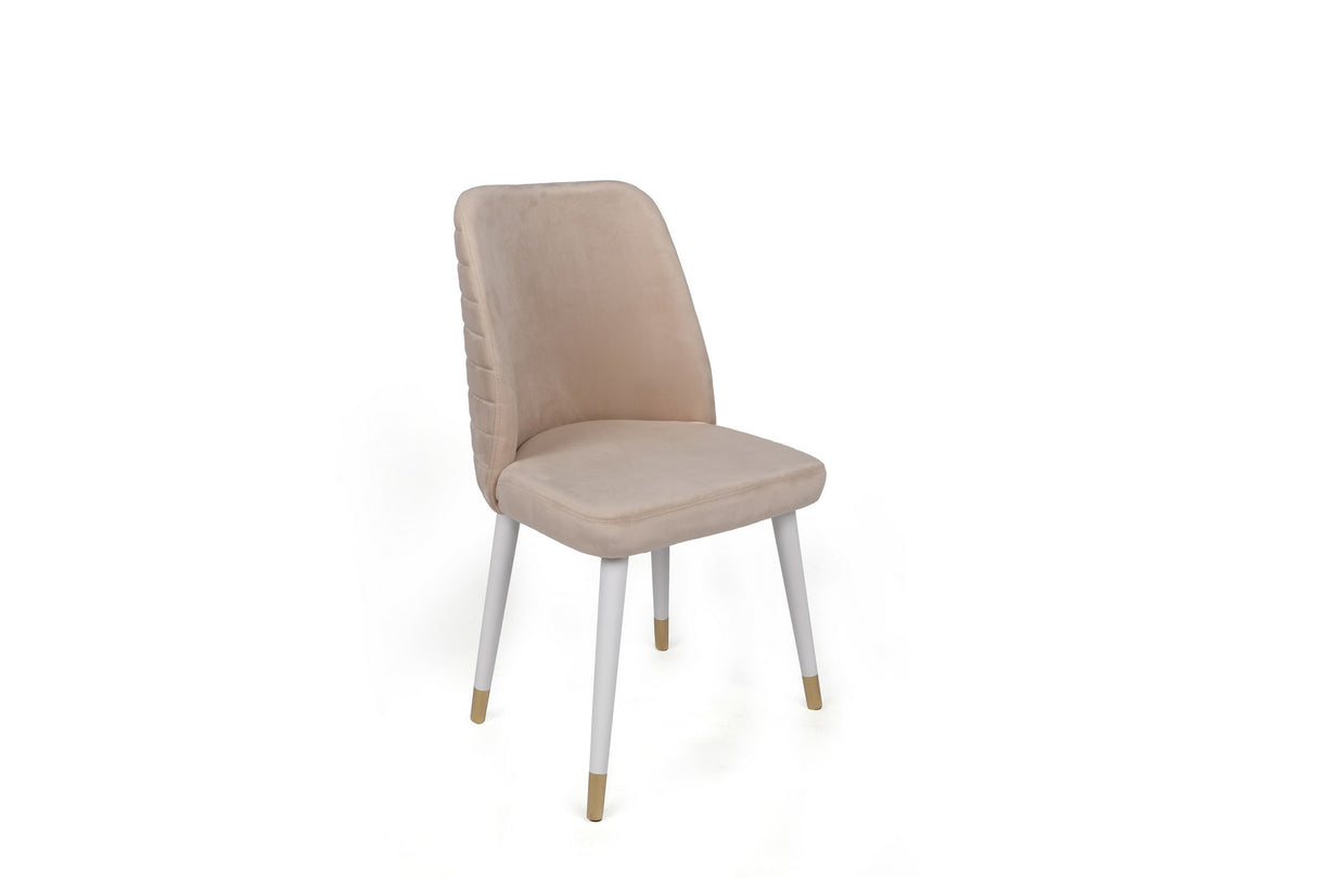 Set 4 scaune Hugo-407 V4, Crem - Alb - Auriu, 50x49x90 cm
