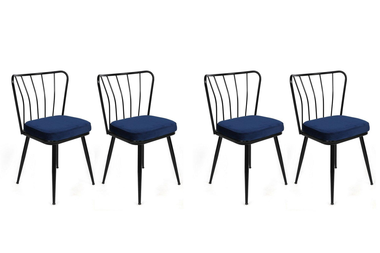 Set scaune (4 bucăți) Yıldız-1 Chair Set (4 Pieces), Albastru inchis, 42x82x43 cm - Albastru închis Negru, SKU 974NMB1625