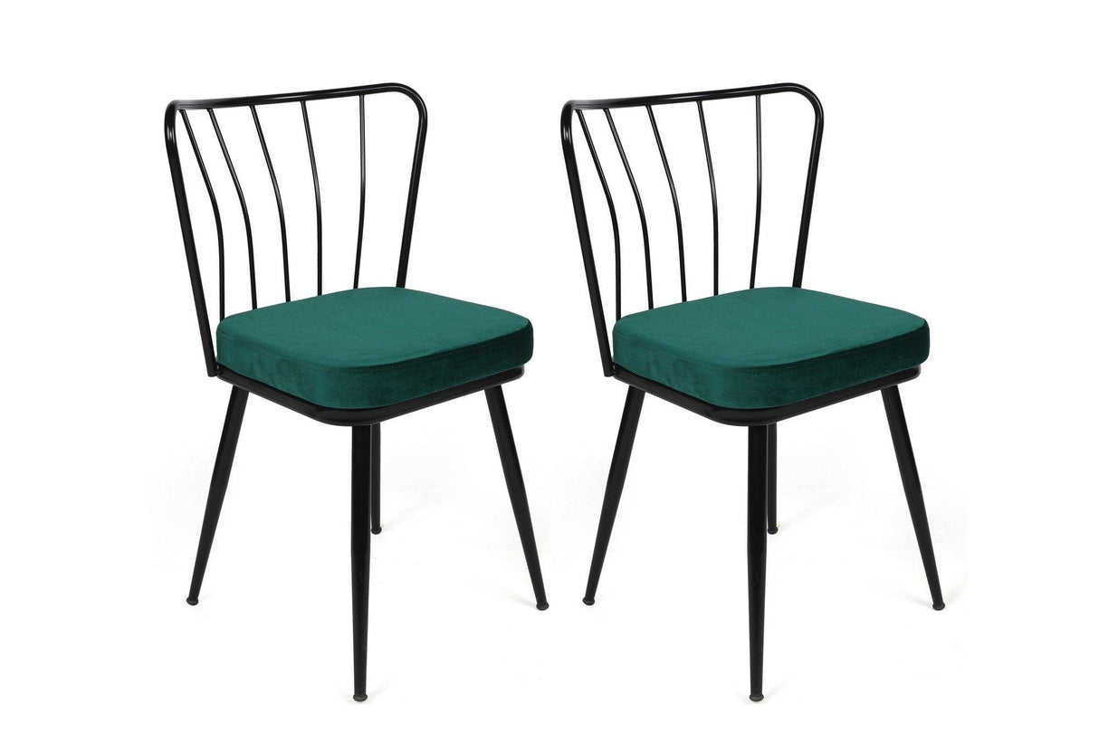 Set scaune (4 bucăți) Yıldız-1 Chair Set (4 Pieces), Albastru inchis, 42x82x43 cm - Verde Negru, SKU 974NMB1625
