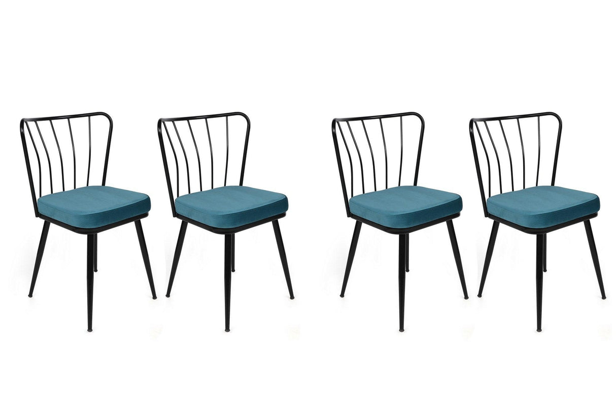 Set scaune (4 bucăți) Yıldız-1 Chair Set (4 Pieces), Albastru inchis, 42x82x43 cm - Albastru Negru, SKU 974NMB1625