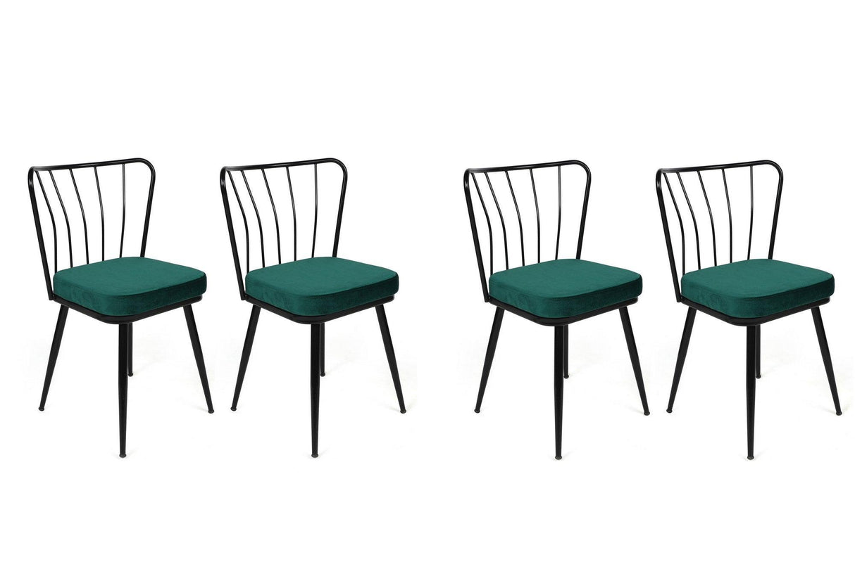 Set scaune (4 bucăți) Yıldız-1 Chair Set (4 Pieces), Albastru inchis, 42x82x43 cm - Verde Negru, SKU 974NMB1625