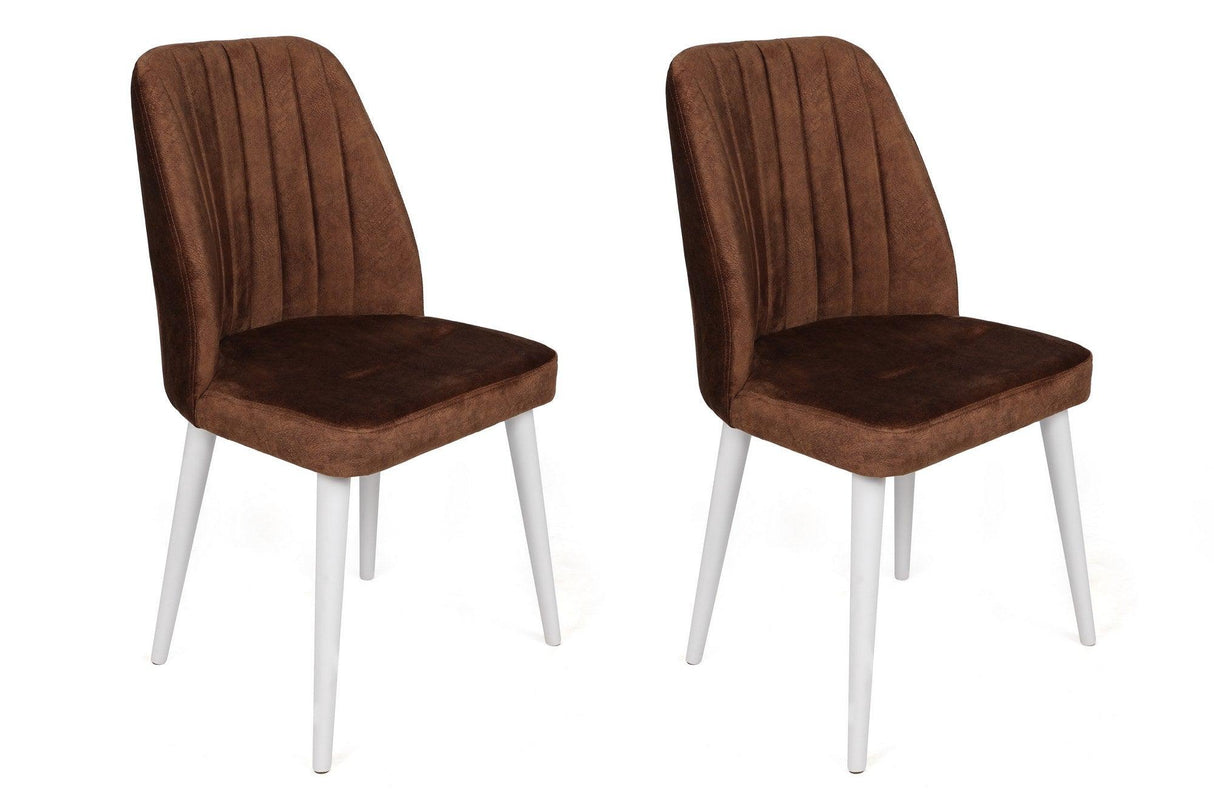 Set scaune (2 bucăți) Alfa Chair Set (2 Pieces), Kaki, 50x90x49 cm - Maro Alb, SKU 974NMB1630