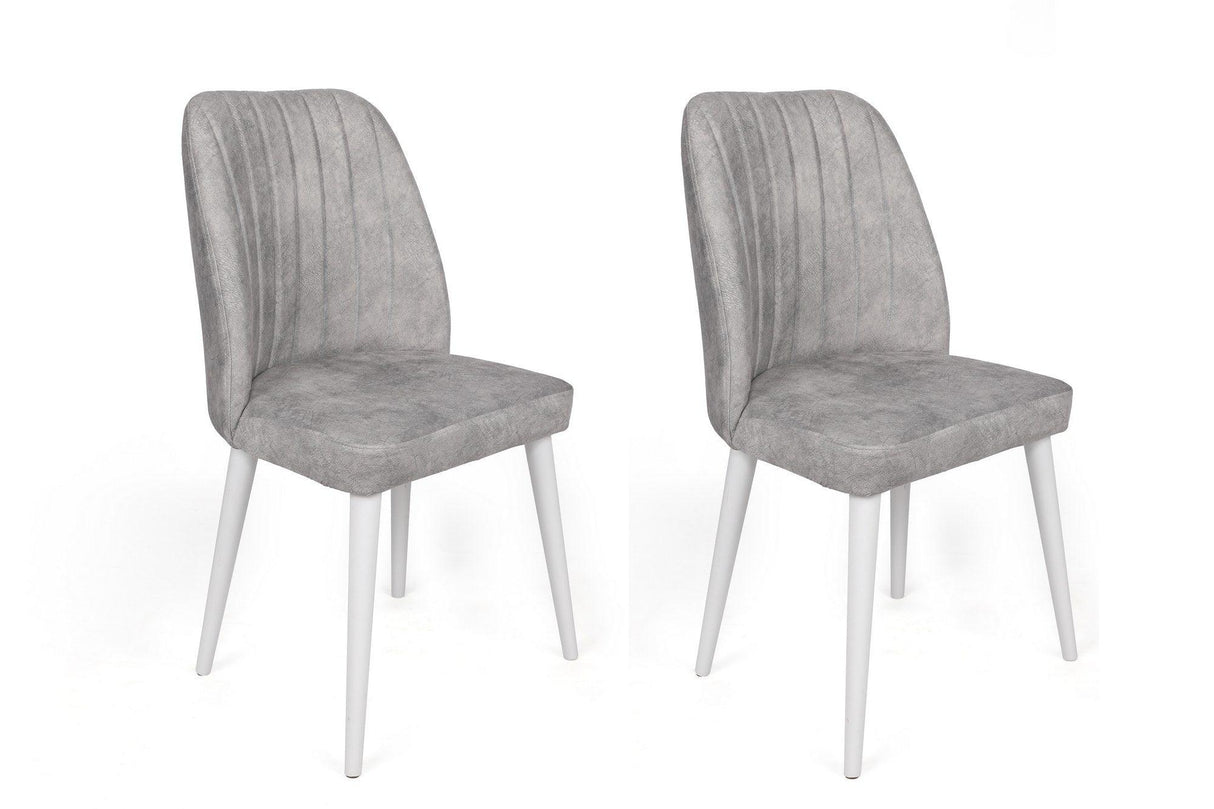 Set scaune (2 bucăți) Alfa Chair Set (2 Pieces), Kaki, 50x90x49 cm - Gri Alb, SKU 974NMB1630