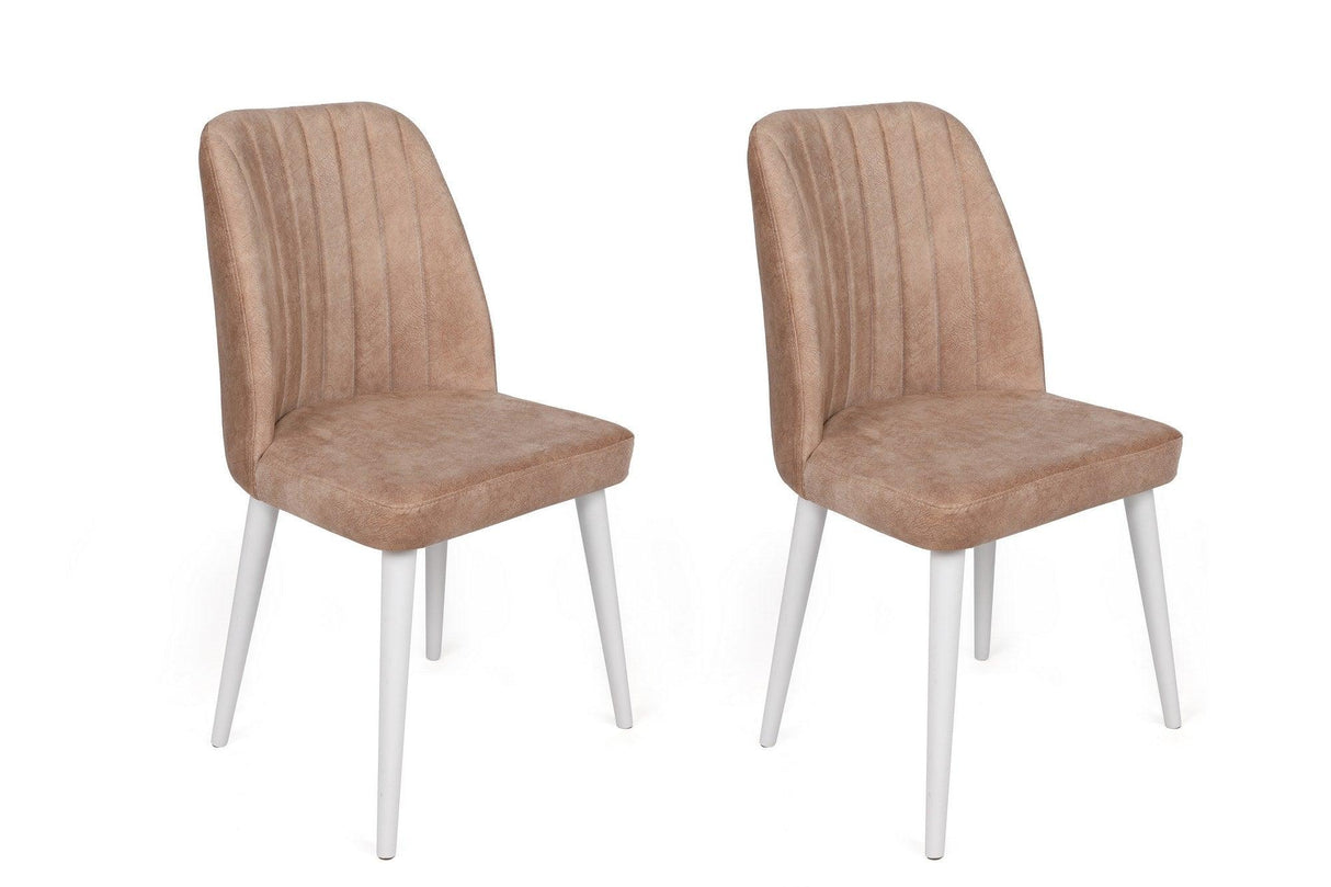 Set scaune (2 bucăți) Alfa Chair Set (2 Pieces), Kaki, 50x90x49 cm - Vizon White, SKU 974NMB1630