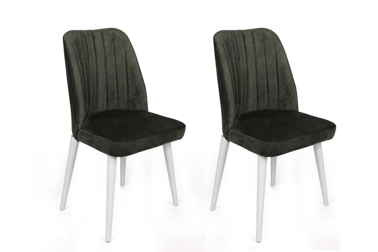 Set scaune (2 bucăți) Alfa Chair Set (2 Pieces), Kaki, 50x90x49 cm - Kaki Alb, SKU 974NMB1630