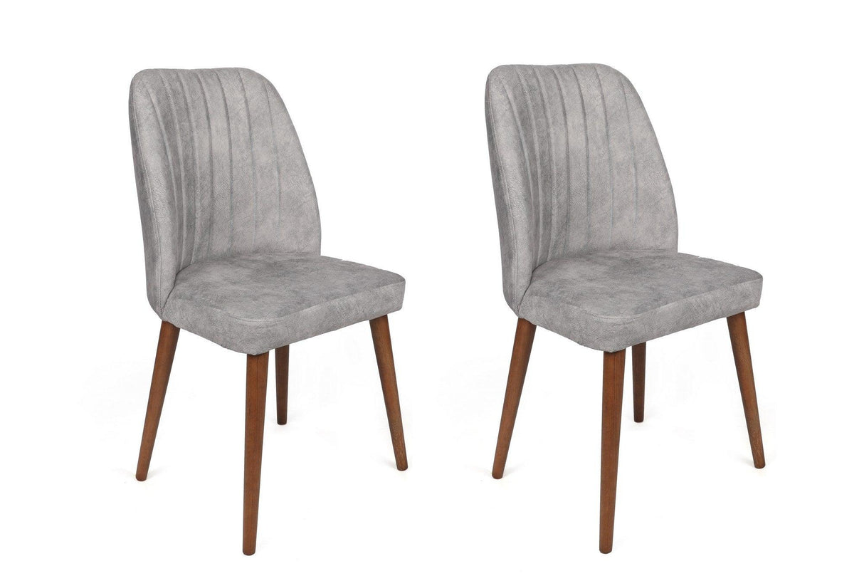 Set scaune (2 bucăți) Alfa Chair Set (2 Pieces), Kaki, 50x90x49 cm - Nuc Gri, SKU 974NMB1630