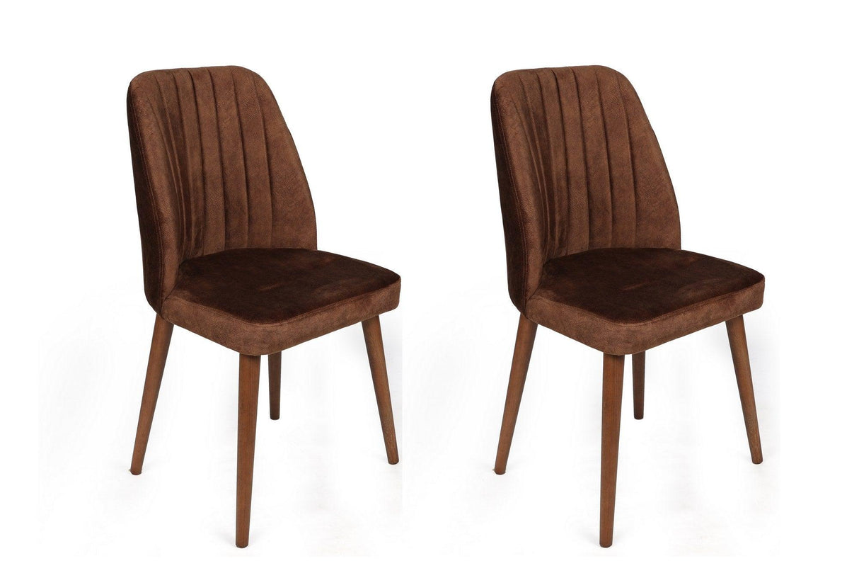 Set scaune (2 bucăți) Alfa Chair Set (2 Pieces), Kaki, 50x90x49 cm - Nuc brun, SKU 974NMB1630