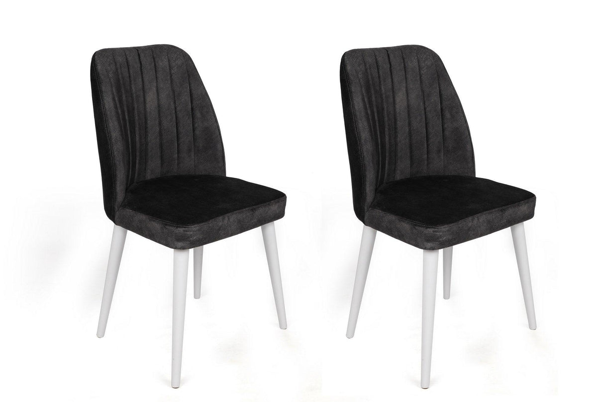 Set scaune (2 bucăți) Alfa Chair Set (2 Pieces), Kaki, 50x90x49 cm - Alb antracit, SKU 974NMB1630