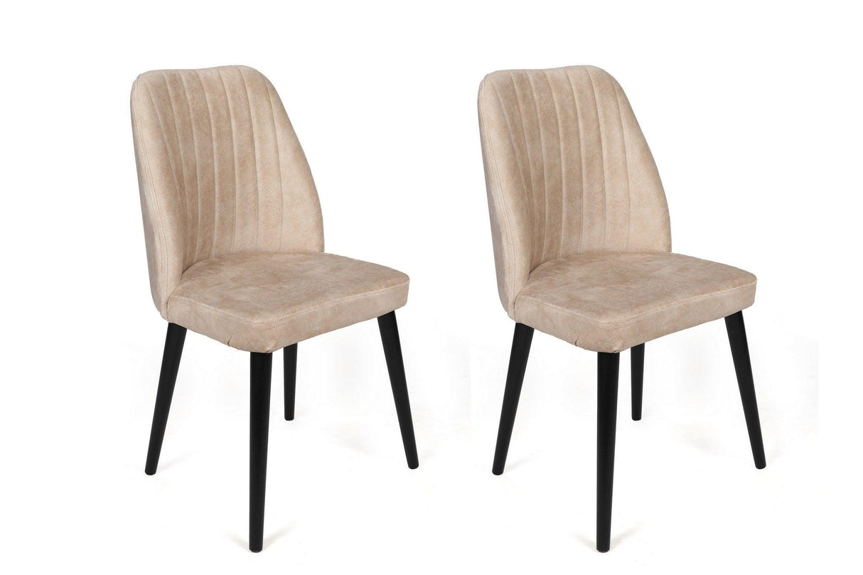 Set scaune (2 bucăți) Alfa Chair Set (2 Pieces), Kaki, 50x90x49 cm - Crem Negru, SKU 974NMB1630