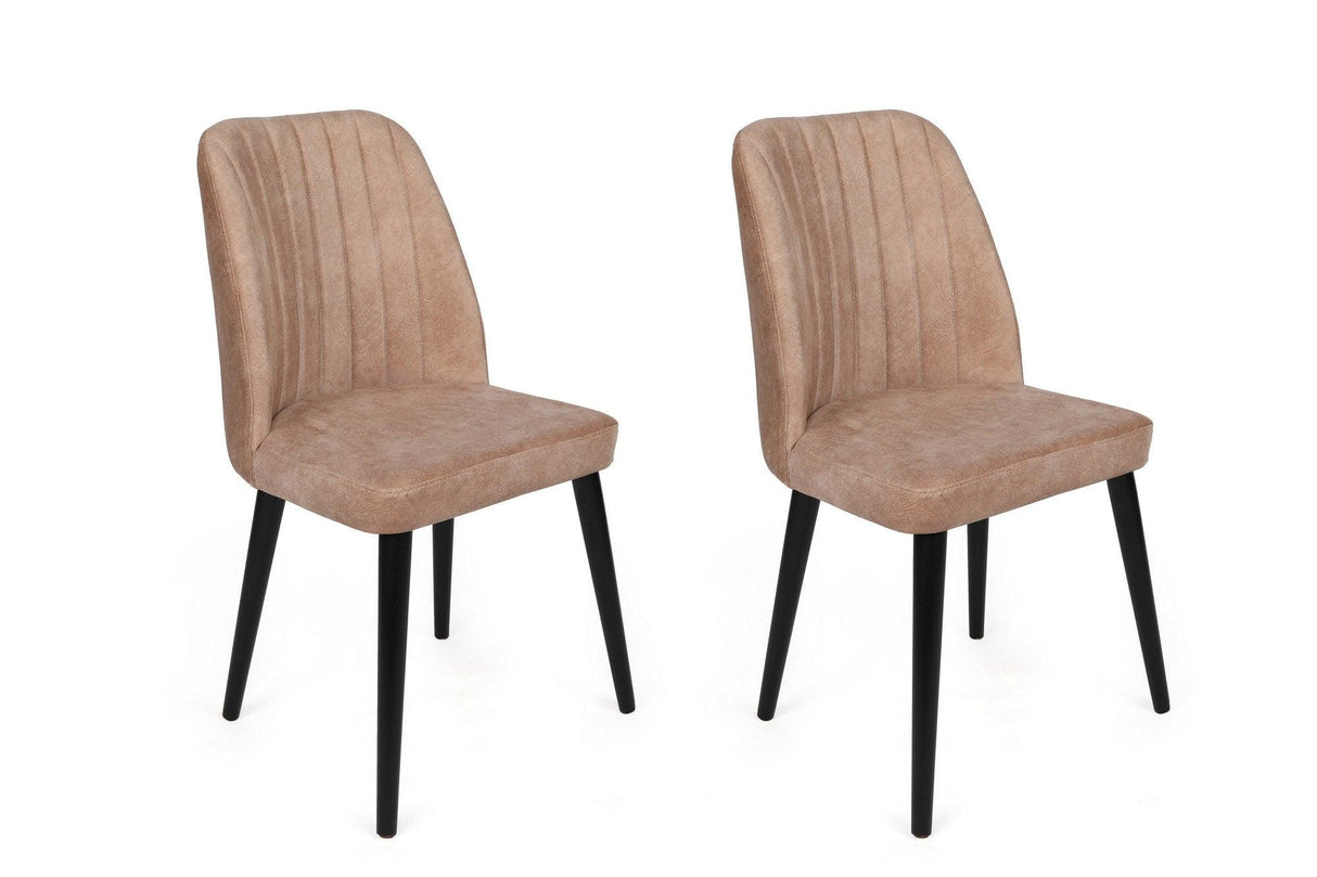 Set scaune (2 bucăți) Alfa Chair Set (2 Pieces), Kaki, 50x90x49 cm - Bej Negru, SKU 974NMB1630