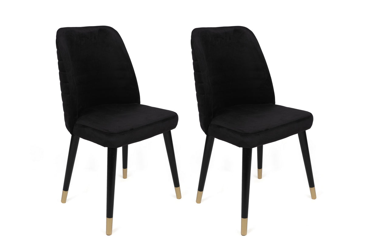 Set 2 scaune Hugo-366 V2, Negru - Auriu, 50x49x90 cm