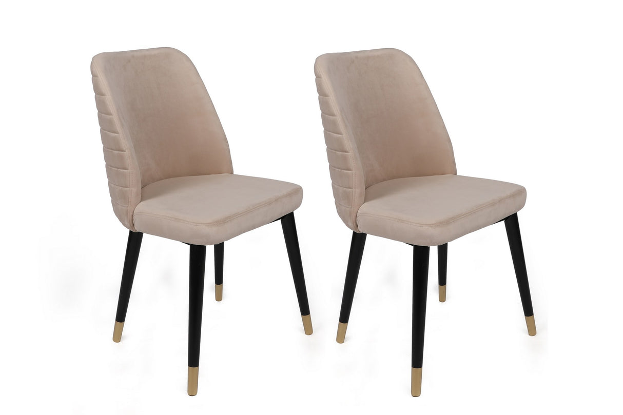 Set 2 scaune Hugo-367 V2, Crem - Negru - Auriu, 50x49x90 cm