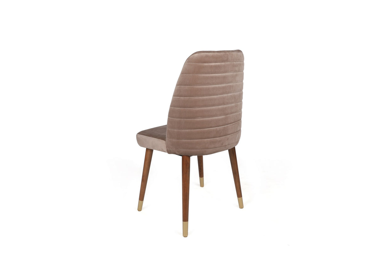 Set 2 scaune Hugo-384 V2, Bej - Nuc - Auriu, 50x49x90 cm