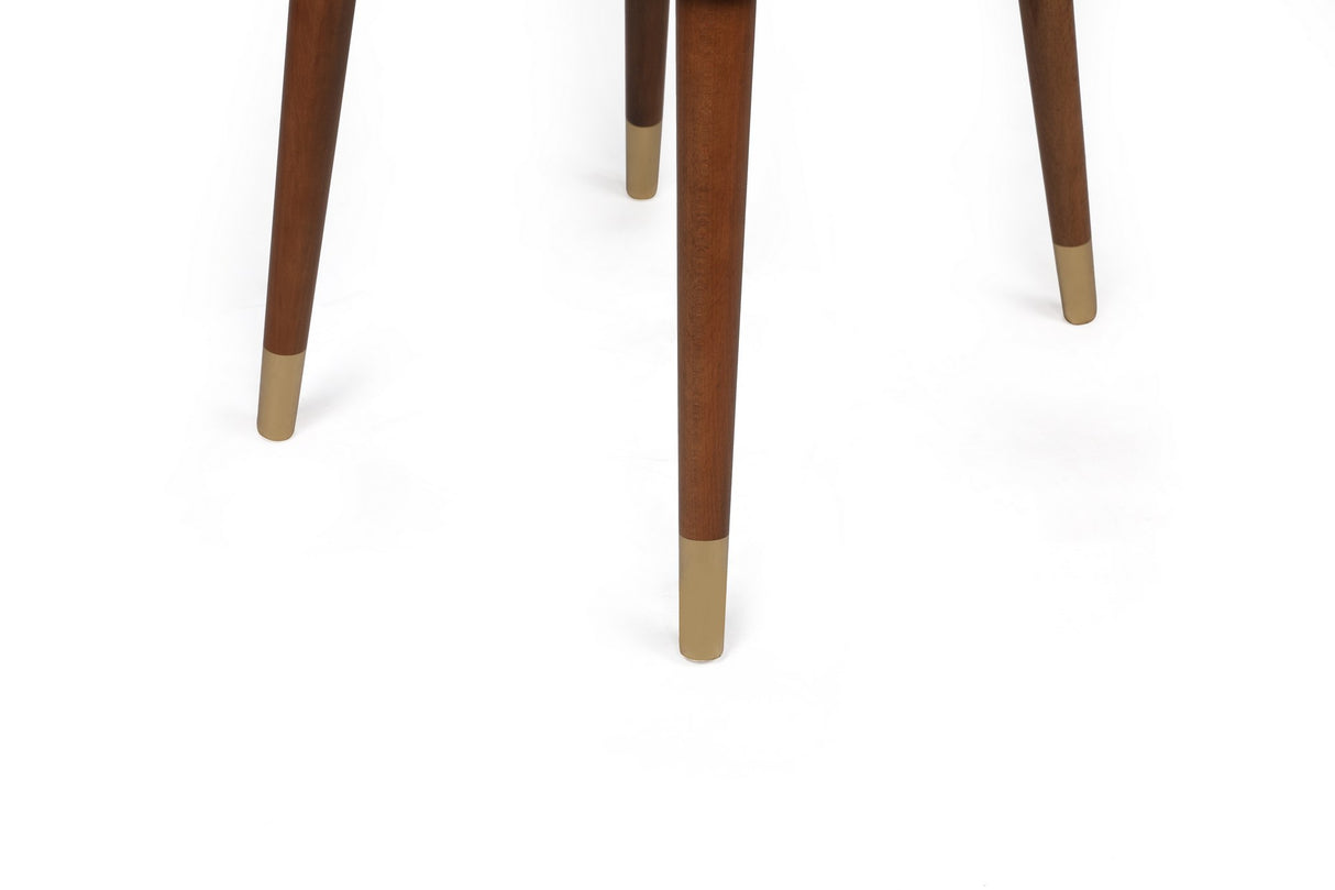 Set 2 scaune Hugo-384 V2, Bej - Nuc - Auriu, 50x49x90 cm