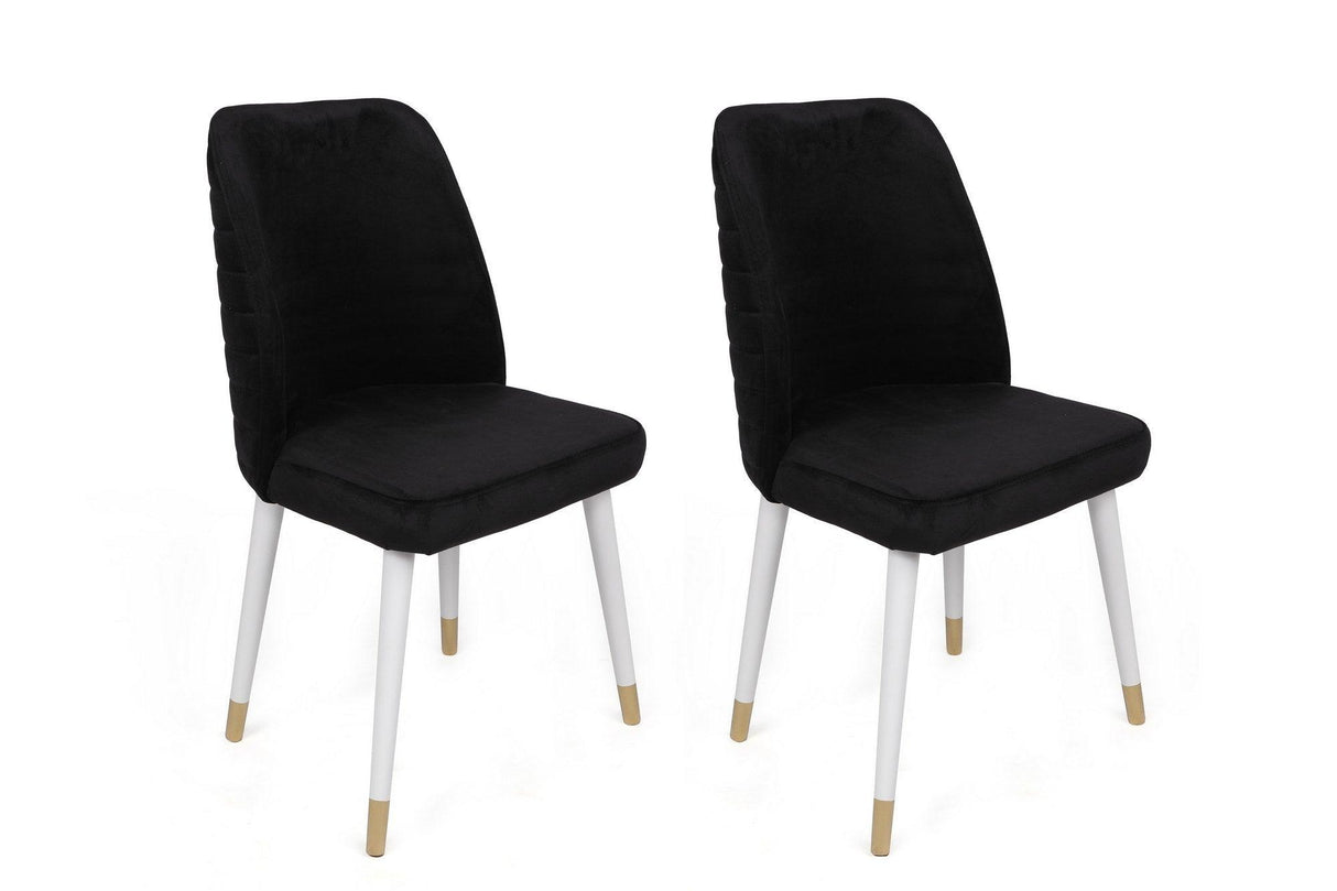 Set scaune (2 bucăți) Hugo Chair Set (2 Pieces), Negru, 50x90x49 cm - Auriu Alb Negru, SKU 974NMB1677