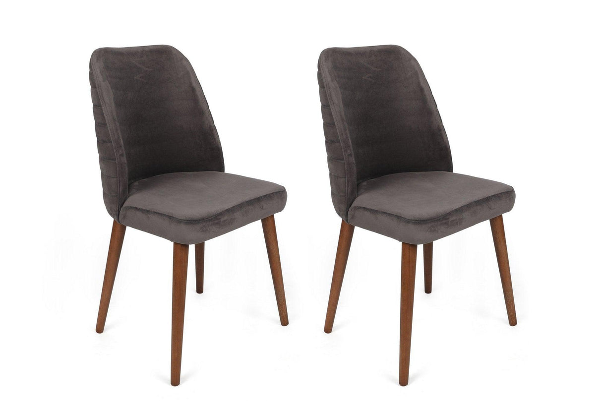 Set scaune (2 bucati) Bucatarie Sufragerie Tutku Chair 50 x 90 x 49 cm - Nuc antracit, SKU 974NMB1683