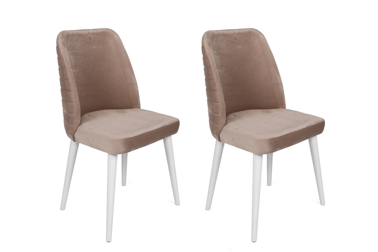 Set scaune (2 bucati) Bucatarie Sufragerie Tutku Chair 50 x 90 x 49 cm - Bej Alb, SKU 974NMB1683