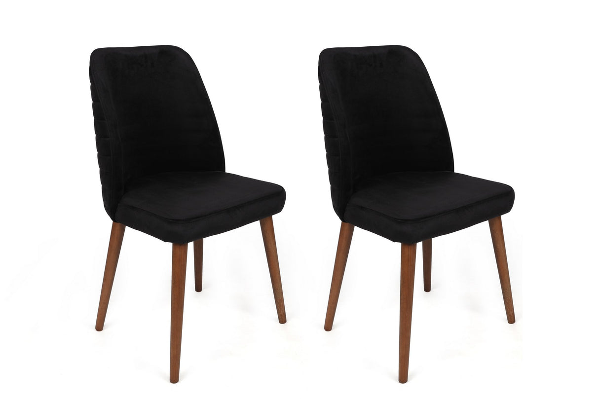 Set 2 scaune Tutku-351 V2, Negru - Nuc, 50x49x90 cm